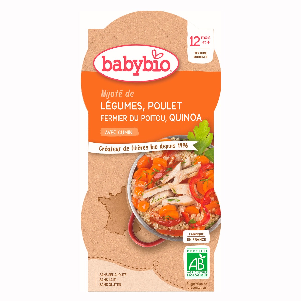 Babybio Zelenina s kuřetem a quinoa 2x200 g Babybio