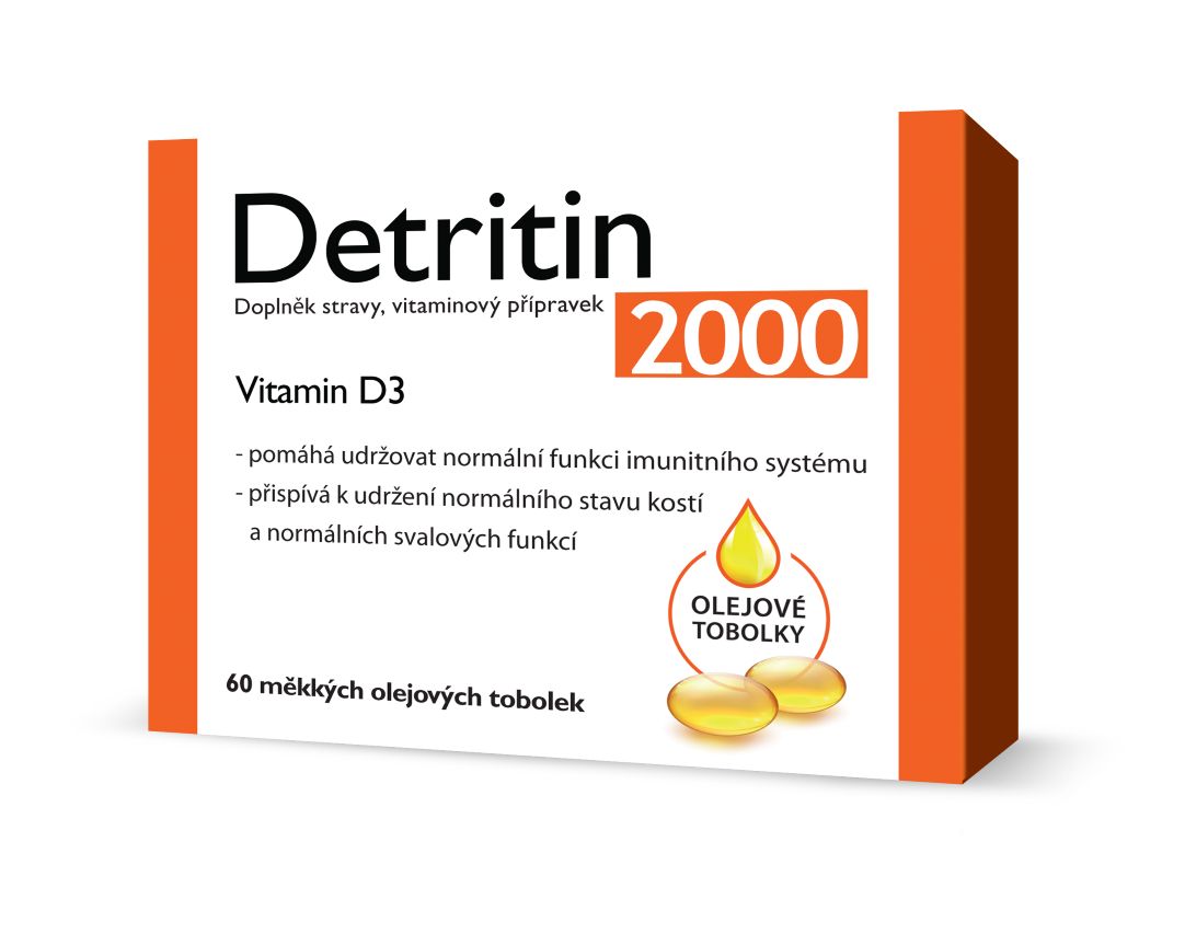 Detritin Vitamin D3 2000 IU 60 měkkých tobolek Detritin