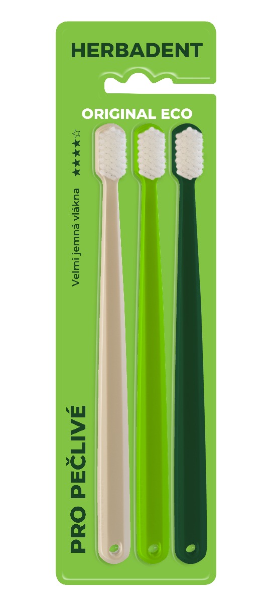 Herbadent Original Eco Tripplepack zubní kartáček velmi jemný 3 ks Herbadent