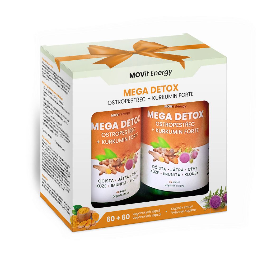 MOVit Energy Mega Detox Ostropestřec + Kurkumin FORTE dárkové balení 60+60 kapslí MOVit Energy