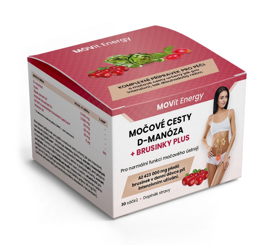 MOVit Energy Močové cesty D-Manóza + Brusinky PLUS 30 sáčků MOVit Energy