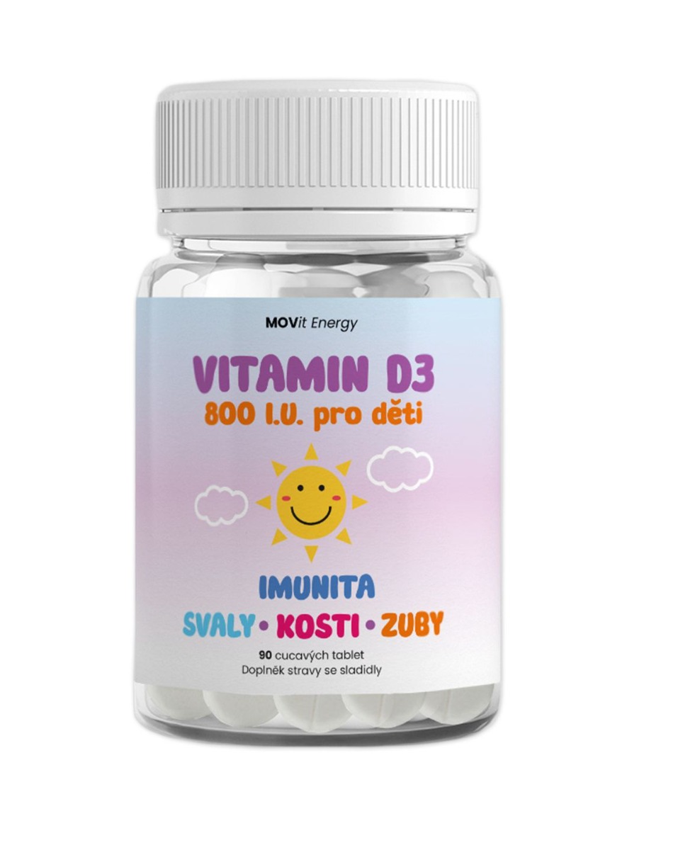 MOVit Energy Vitamin D3 800 I.U. pro děti 90 cucavých tablet MOVit Energy