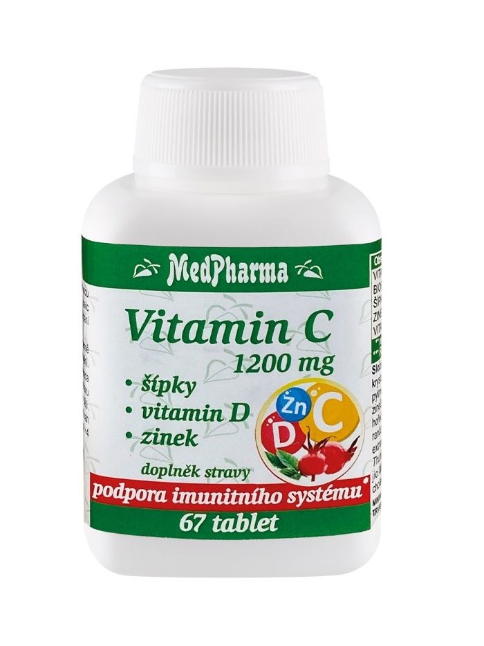 Medpharma Vitamin C 1200 mg šípky + vitamin D + zinek 67 tablet Medpharma
