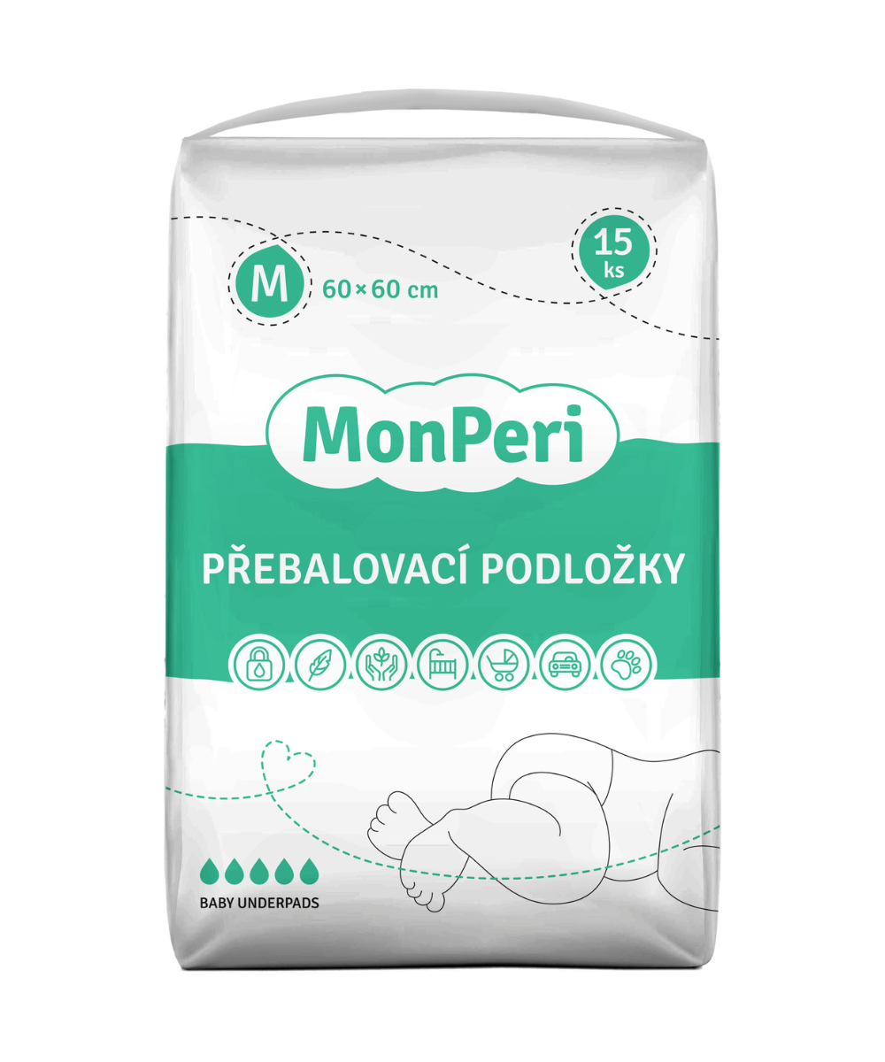 MonPeri Přebalovací podložky M 60 x 60 cm 15 ks MonPeri