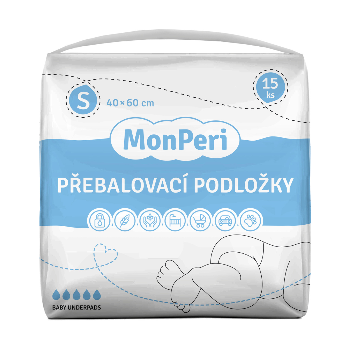 MonPeri Přebalovací podložky S 40 x 60 cm 15 ks MonPeri