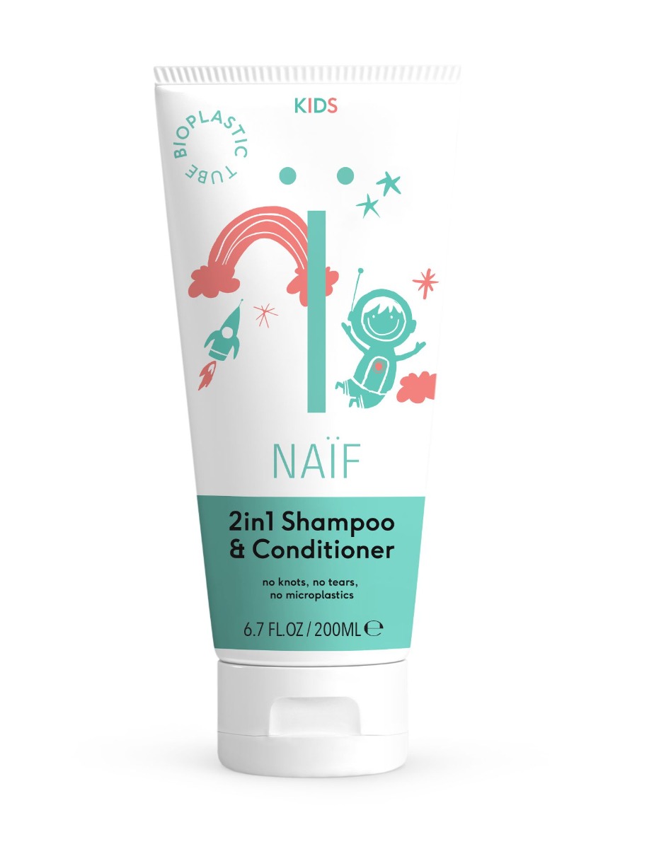 NAIF Dětský šampon a kondicionér 2v1 pro snadné rozčesávání 200 ml NAIF