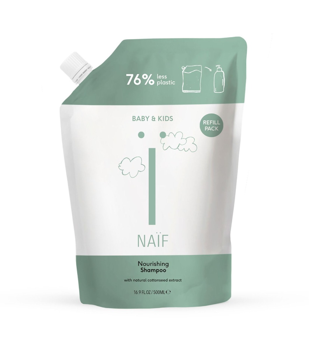 NAIF Výživný šampon pro děti a miminka náhradní náplň 500 ml NAIF