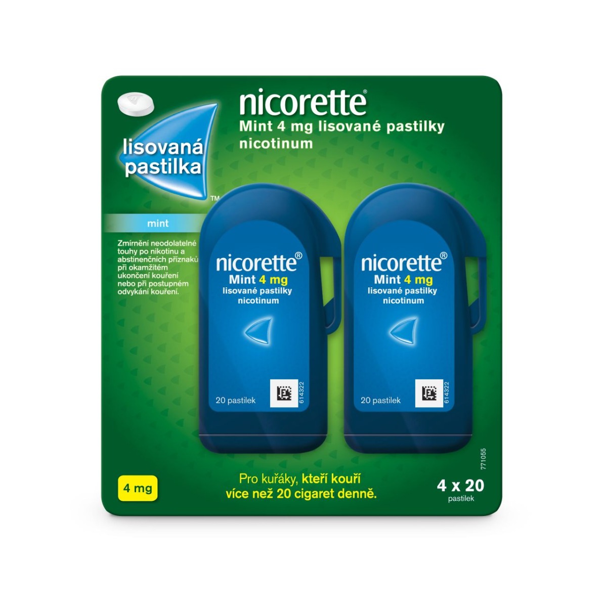 Nicorette Mint 4 mg 4x20 lisovaných pastilek Nicorette