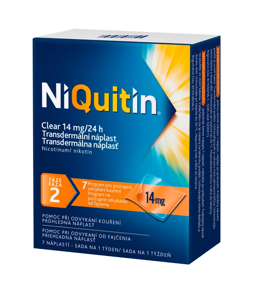 Niquitin Clear 14 mg 7 transdermálních náplastí Niquitin