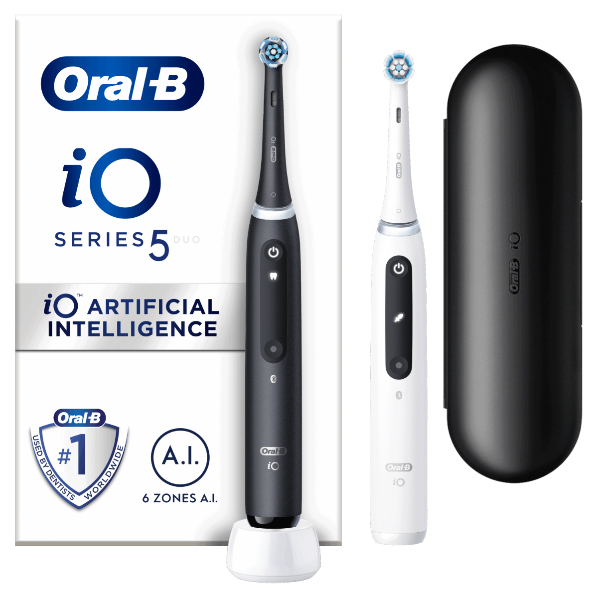 Oral-B iO Series 5 Matt Black+Quite White Duo Pack elektrický zubní kartáček 2 ks Oral-B