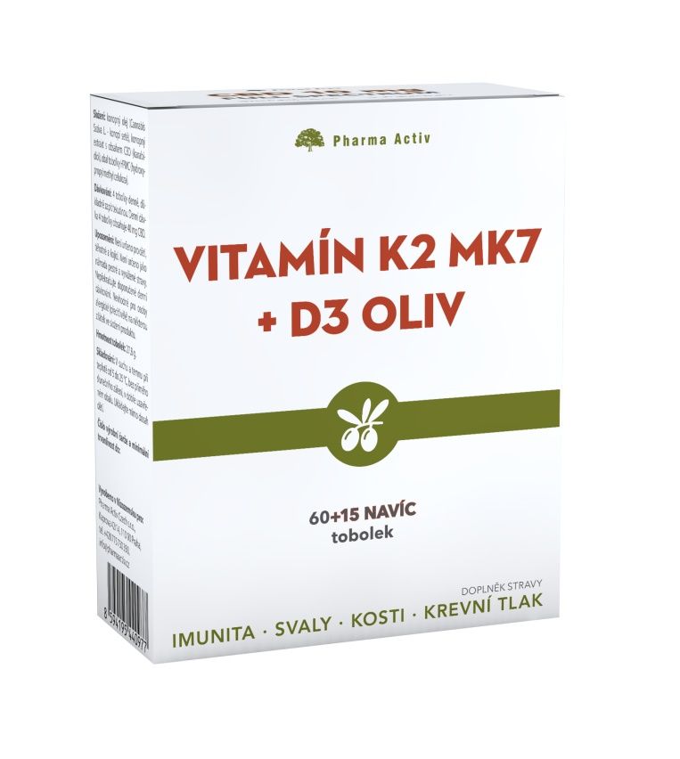 Pharma Activ Vitamín K2 MK7 + D3 OLIV 60+15 tobolek Pharma Activ