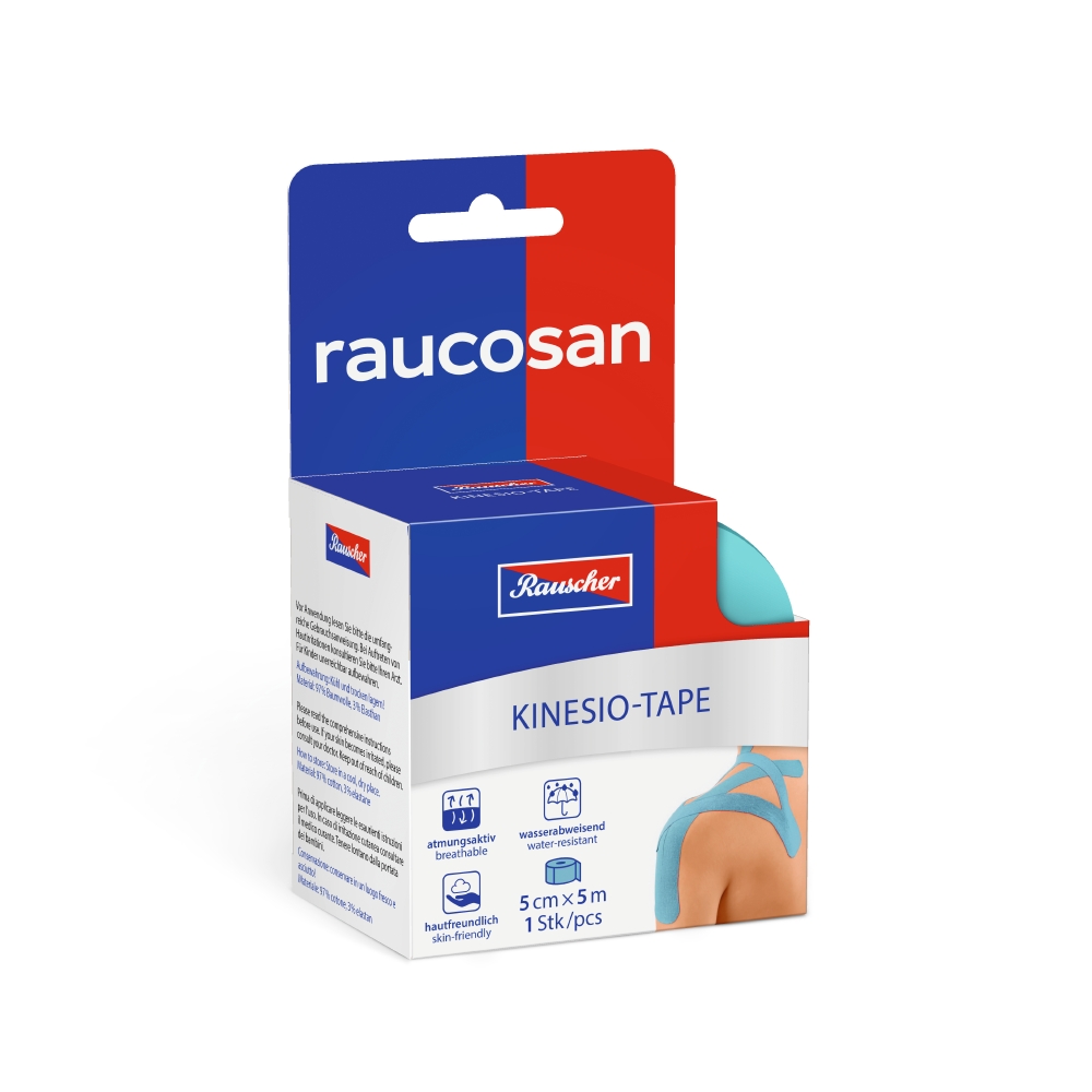 Raucosan Kinesio Tape tejpovací páska 5 cm x 5 m tyrkysová Raucosan