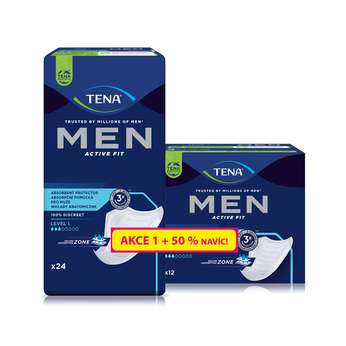 Tena Men Level 1 + 50 % navíc inkontinenční vložky pro muže 36 ks Tena