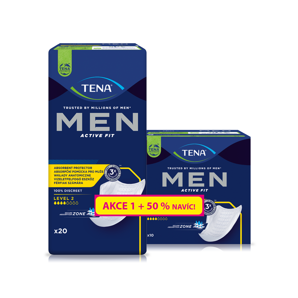 Tena Men Level 2 + 50 % navíc inkontinenční vložky pro muže 30 ks Tena