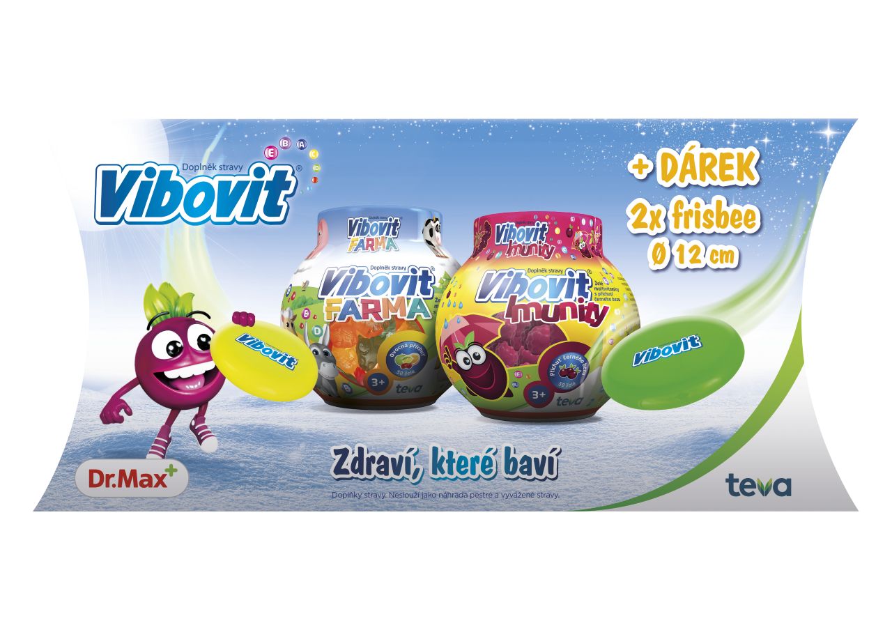 Vibovit Vánoční balení želé multivitaminy 2x50 ks + dárek 2x Frisbee Vibovit