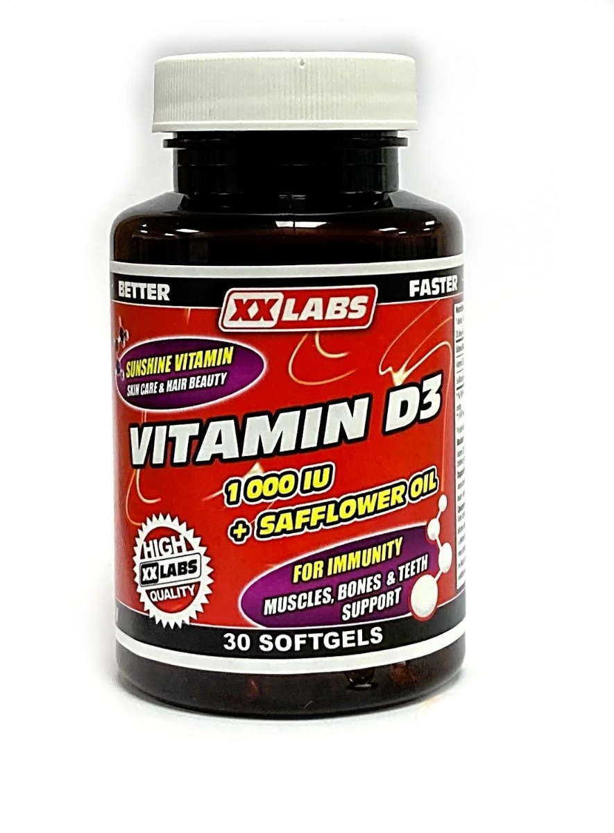 Xxlabs Vitamin D3 1000 IU v oleji ze světlice barvířské 30 tobolek Xxlabs