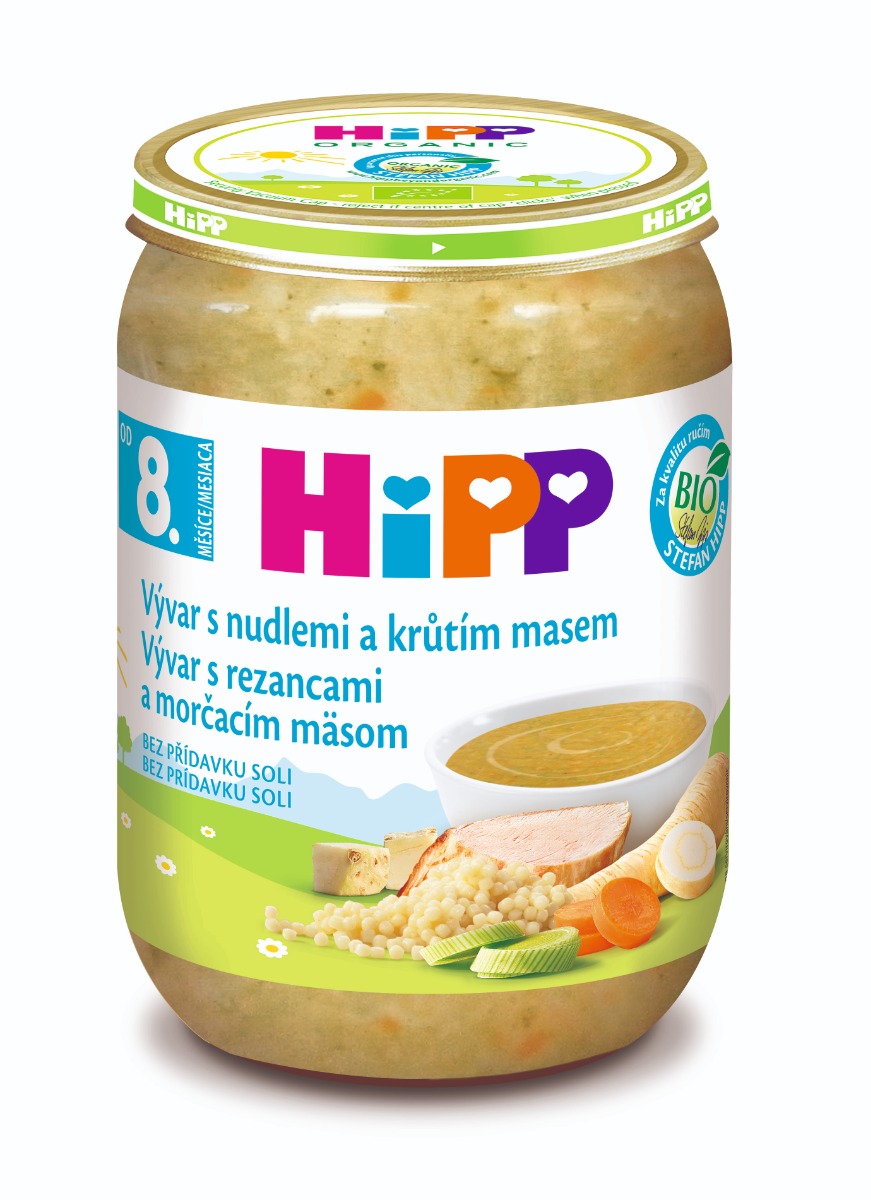 Hipp BIO Polévka vývar s nudlemi a krůtím masem 190 g Hipp