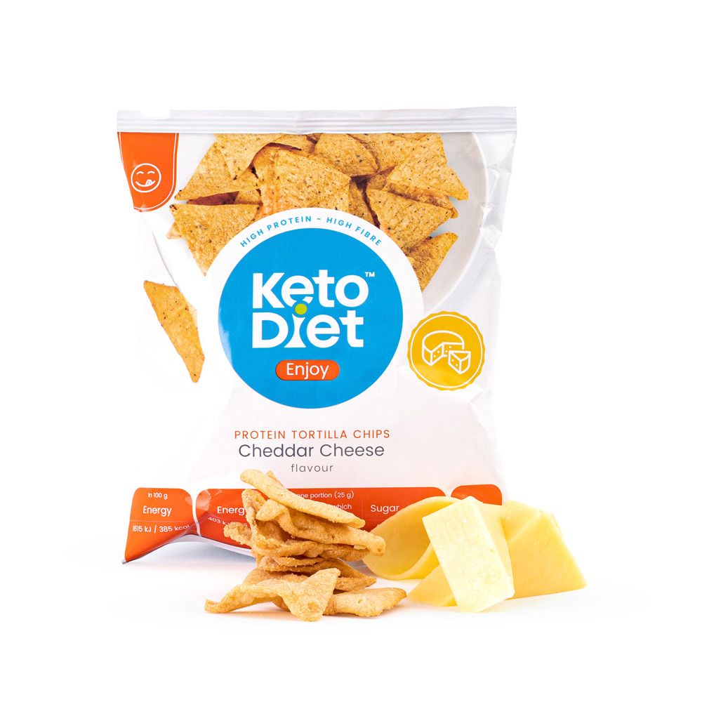 KetoDiet Proteinové tortilla Chipsy příchuť Chedar 25 g KetoDiet