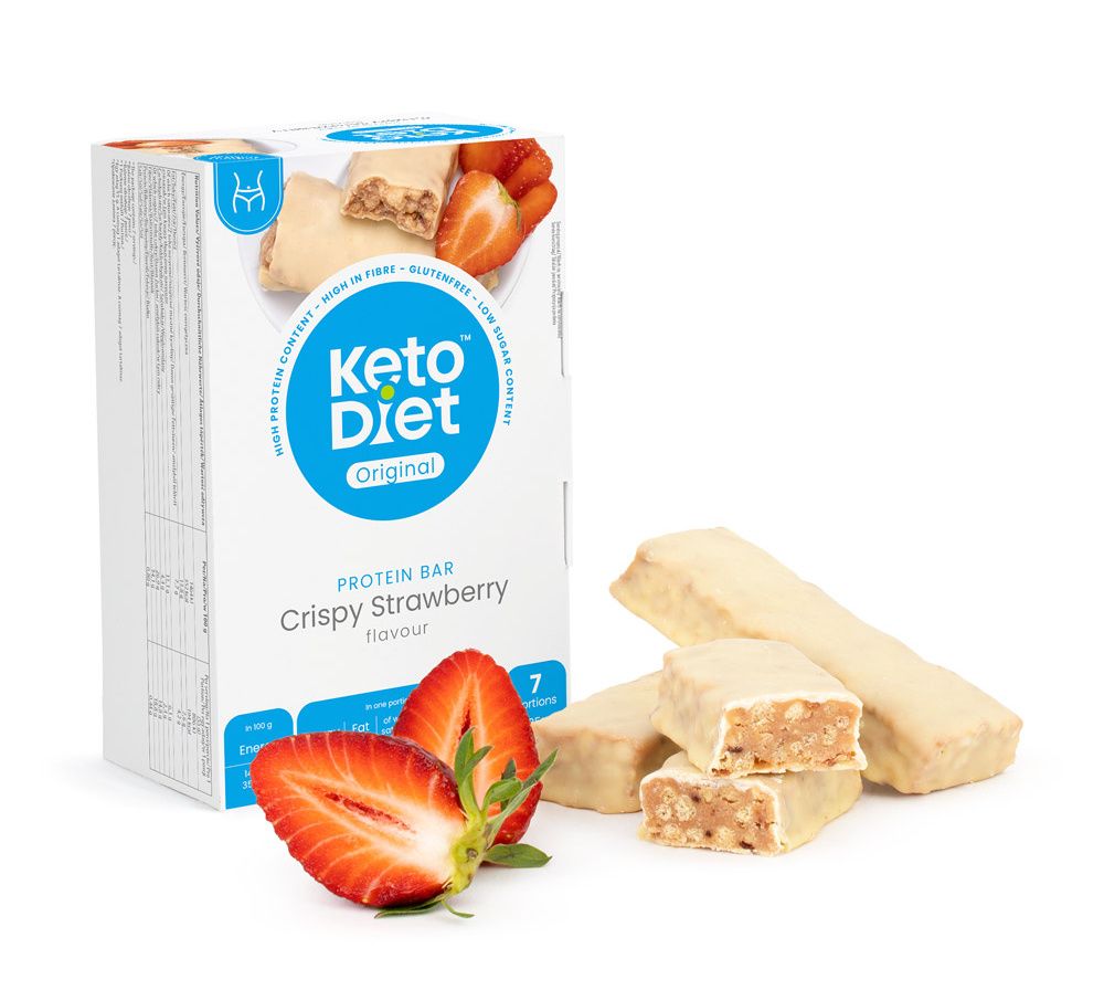 KetoDiet Proteinové tyčinky Crispy Jahoda 7 ks KetoDiet