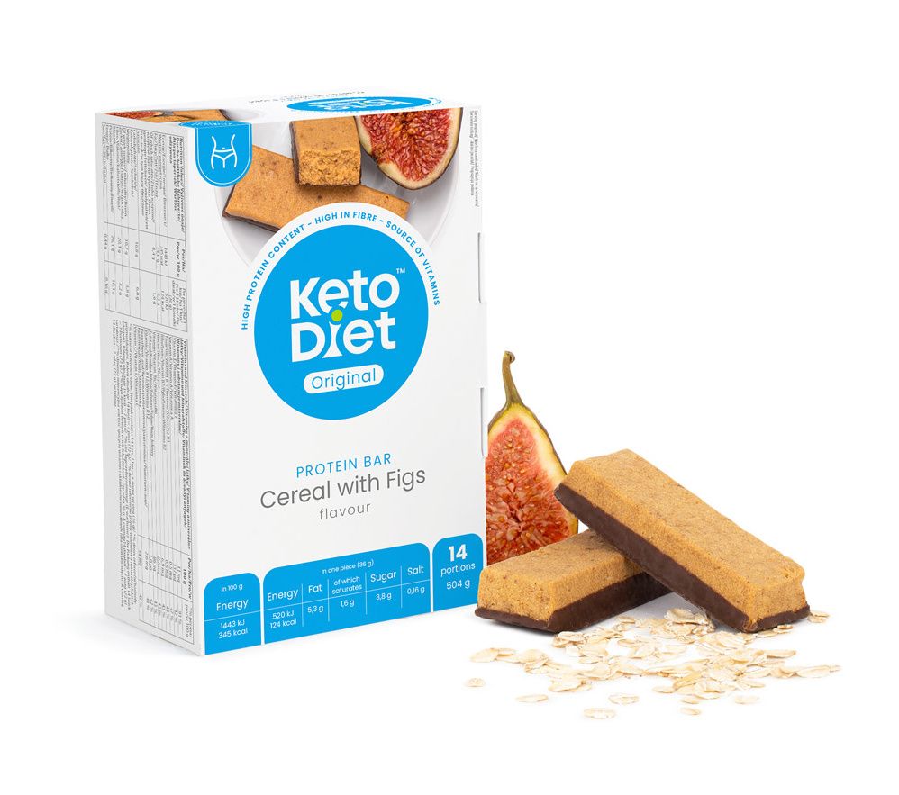 KetoDiet Proteinové tyčinky cereální s fíky 14 ks KetoDiet