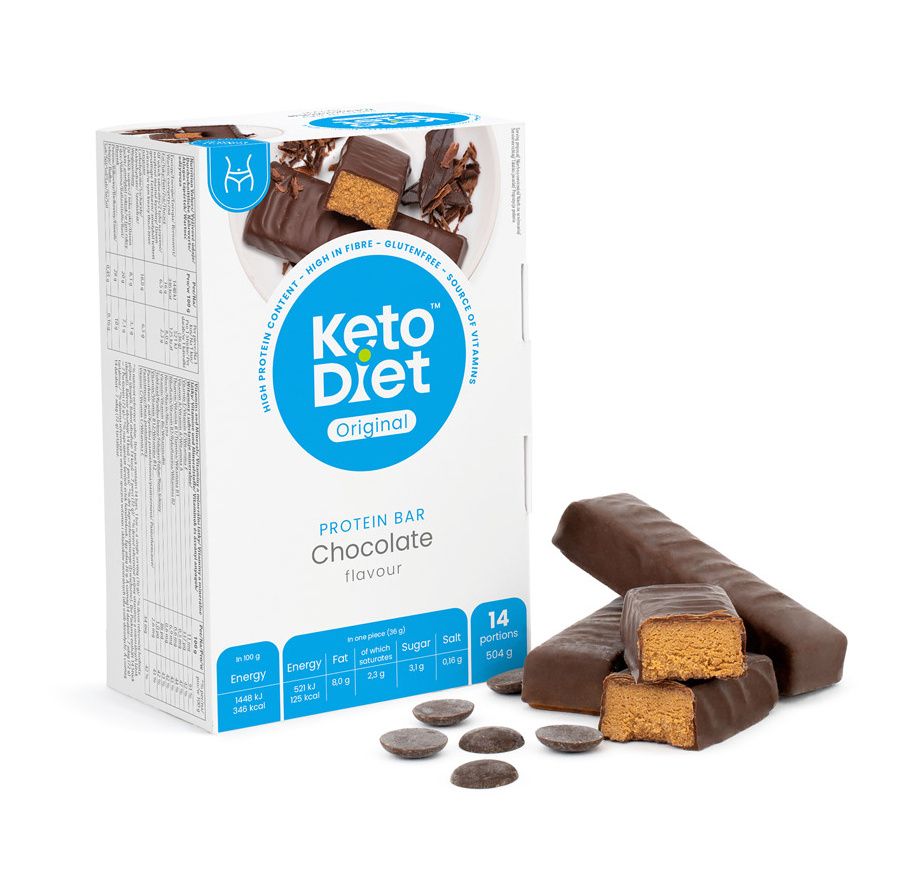 KetoDiet Proteinové tyčinky čokoláda 14 ks KetoDiet
