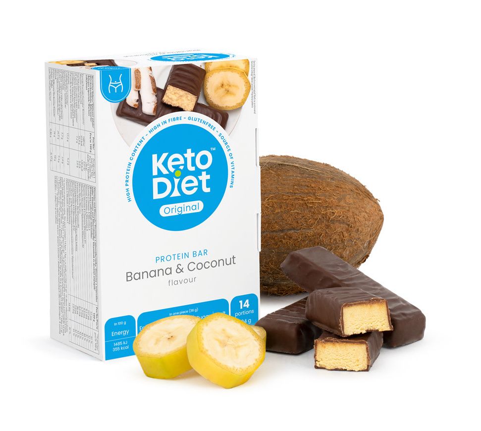 KetoDiet Proteinové tyčinky kokos a banán 14 ks KetoDiet