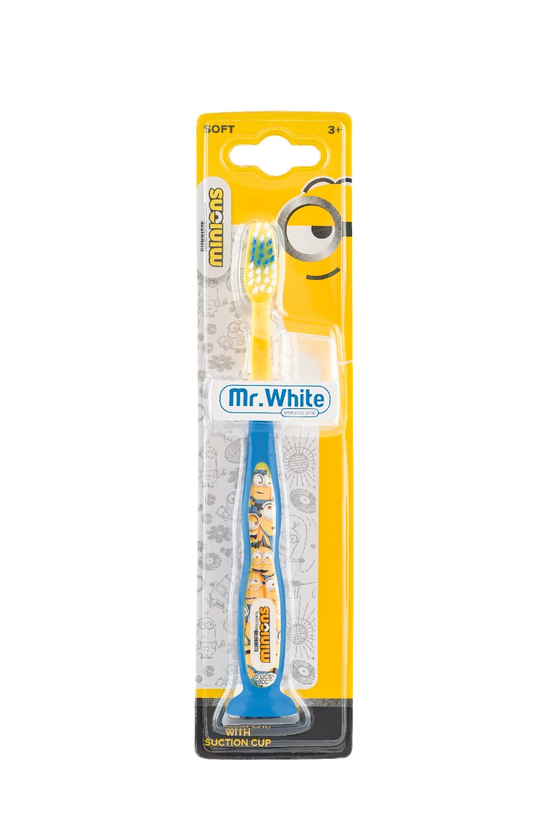 Mr. White Mimoň dětský zubní kartáček s přísavkou 1 ks Mr. White