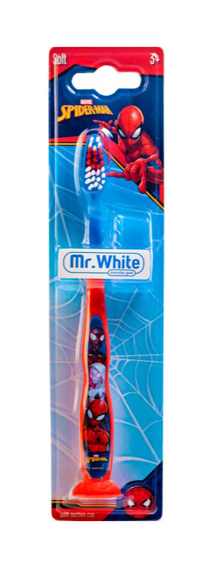Mr. White Spiderman dětský zubní kartáček s přísavkou 1 ks Mr. White