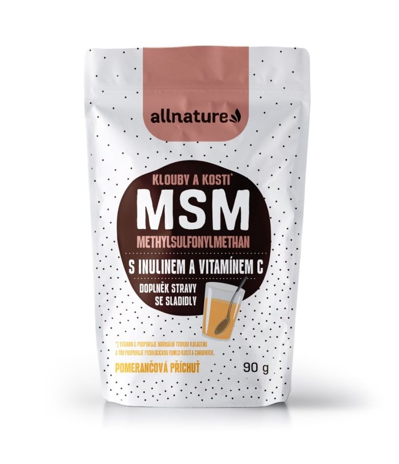 Allnature MSM s inulinem a vitamínem C příchut pomeranč 90 g Allnature