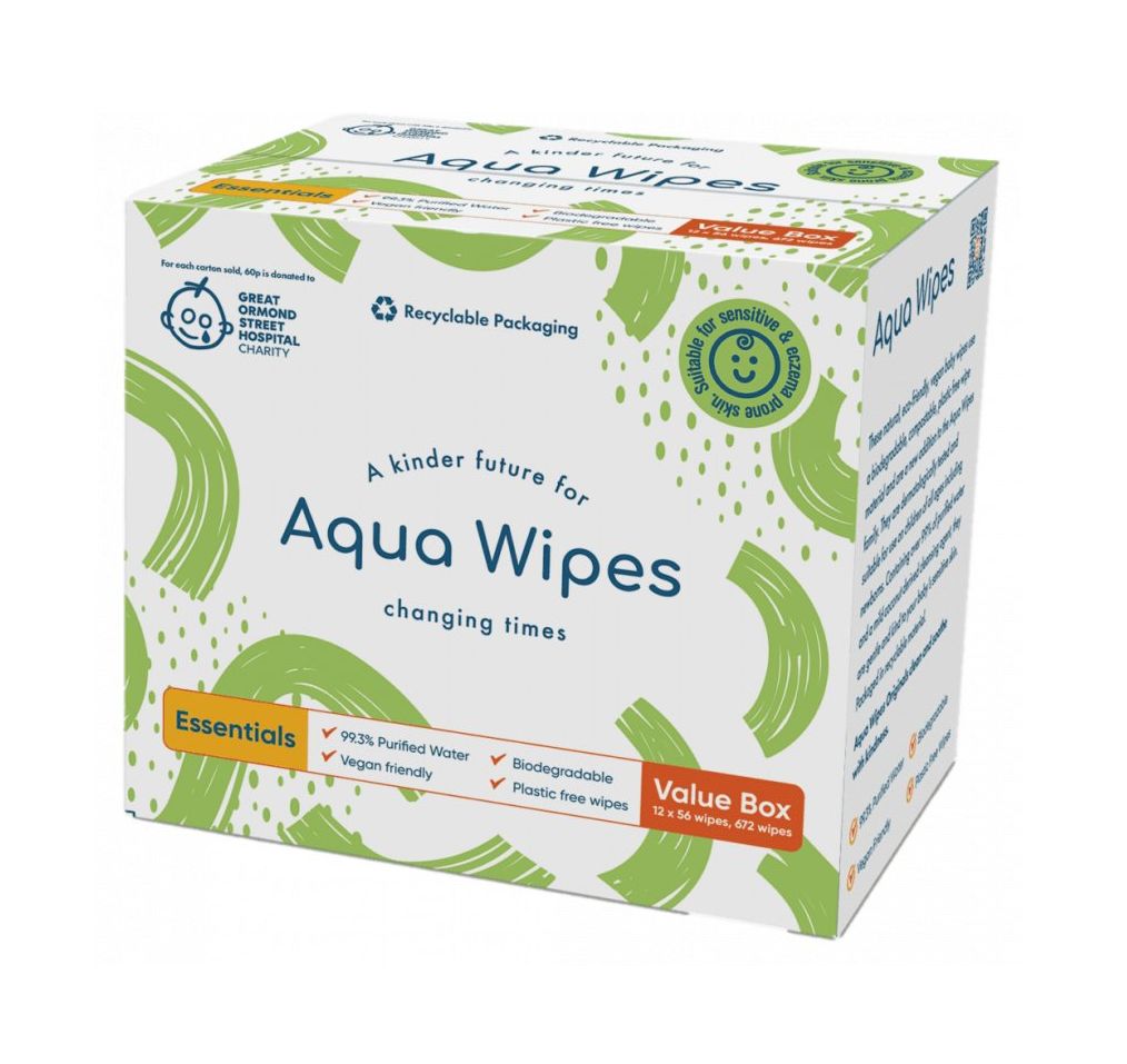 Aqua Wipes 100% rozložitelné ubrousky 99 % vody 12x56 g Aqua Wipes