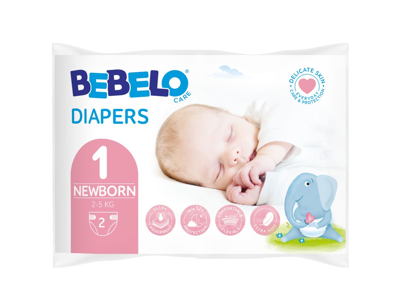 BEBELO Diapers Newborn 1 dětské pleny 2 ks BEBELO