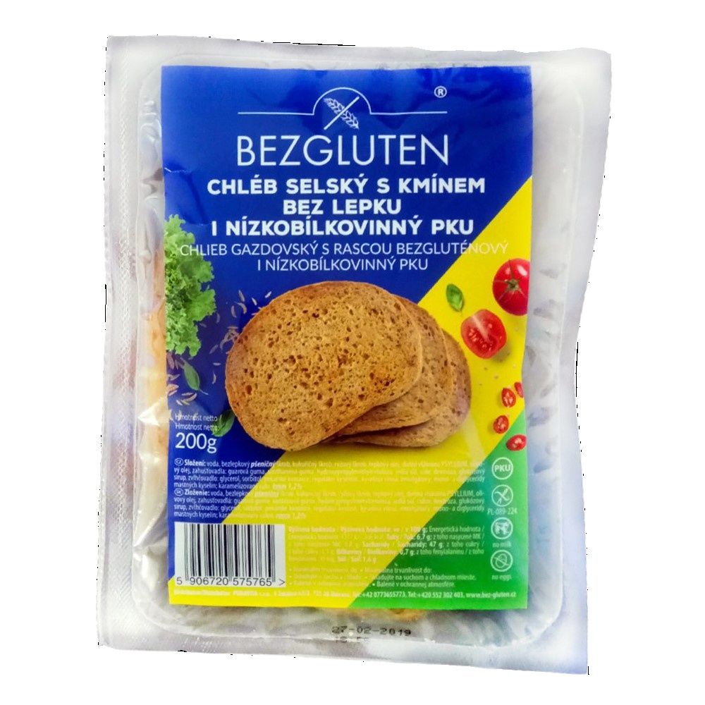 BEZGLUTEN Chléb selský kmínový bez lepku 200 g BEZGLUTEN