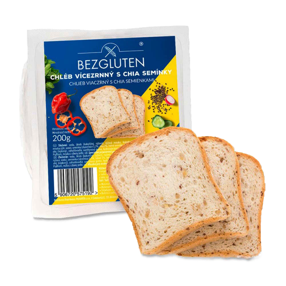 BEZGLUTEN Chléb vícezrnný s Chia bez lepku 200 g BEZGLUTEN