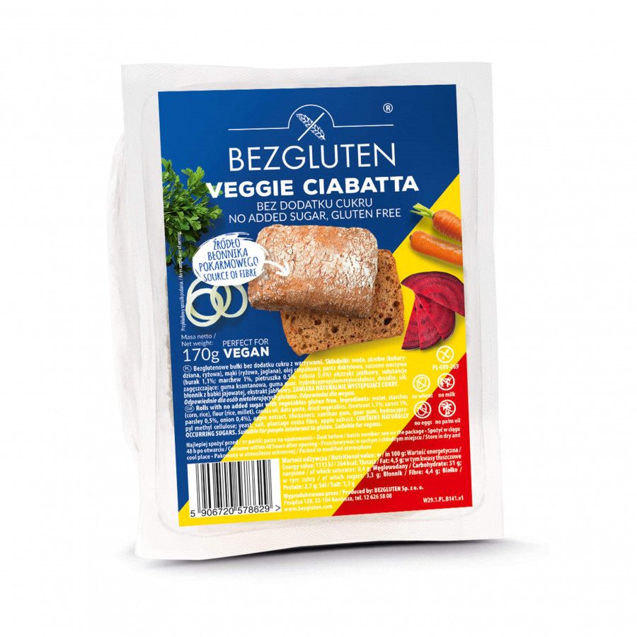 BEZGLUTEN Ciabatta bez lepku bez přidaného cukru 170 g BEZGLUTEN