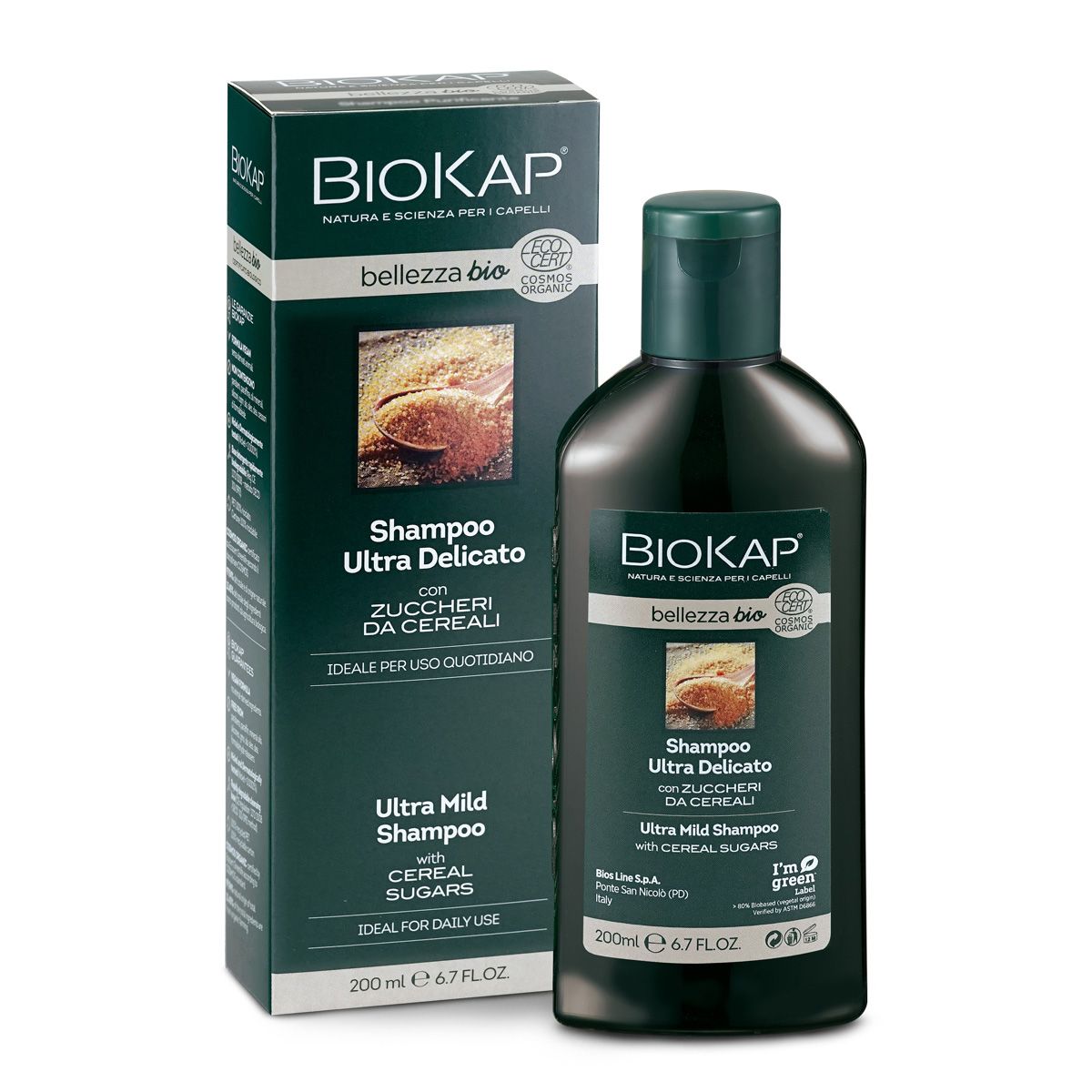 BIOKAP Bellezza Jemný šampon s obilnými výtažky BIO 200 ml BIOKAP