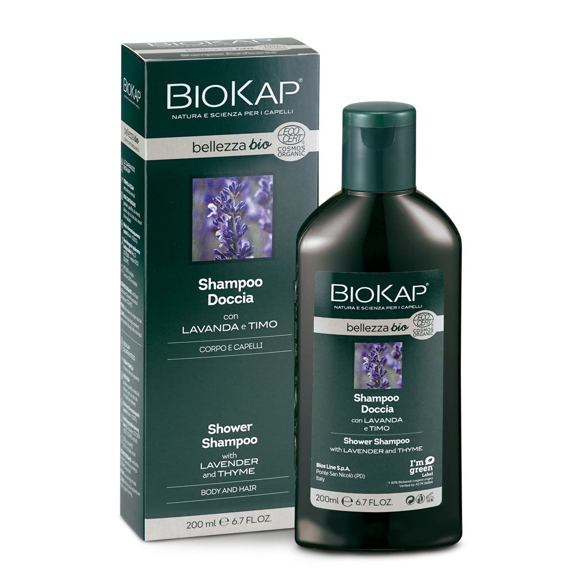 BIOKAP Bellezza Šampon a sprchový gel levandule a tymián BIO 200 ml BIOKAP