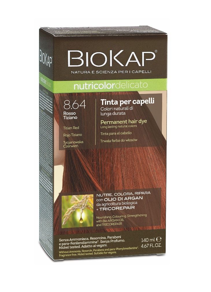BIOKAP Nutricolor Delicato 8.64 Tiziánově červená barva na vlasy 140 ml BIOKAP