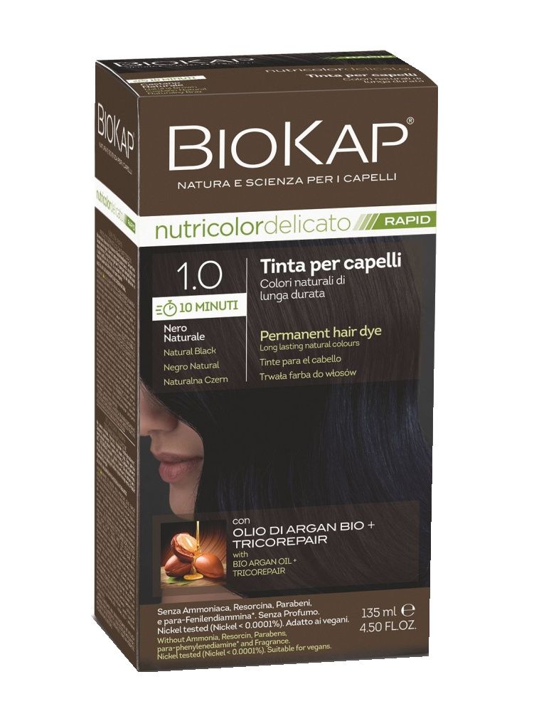BIOKAP Nutricolor Delicato Rapid 1.0 Černá přírodní barva na vlasy 135 ml BIOKAP