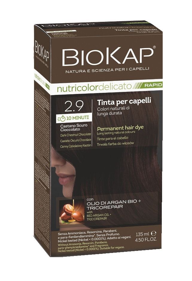 BIOKAP Nutricolor Delicato Rapid 2.9 Tmavě čokoládově kaštanová barva na vlasy 135 ml BIOKAP