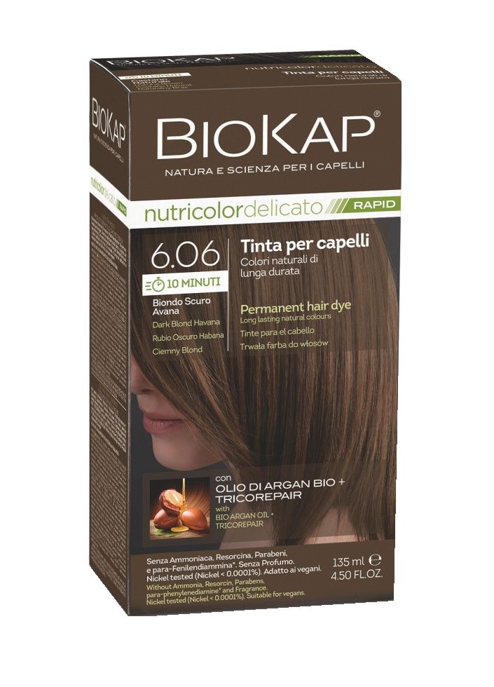 BIOKAP Nutricolor Delicato Rapid 6.06 Tmavá blond Havana barva na vlasy 135 ml BIOKAP