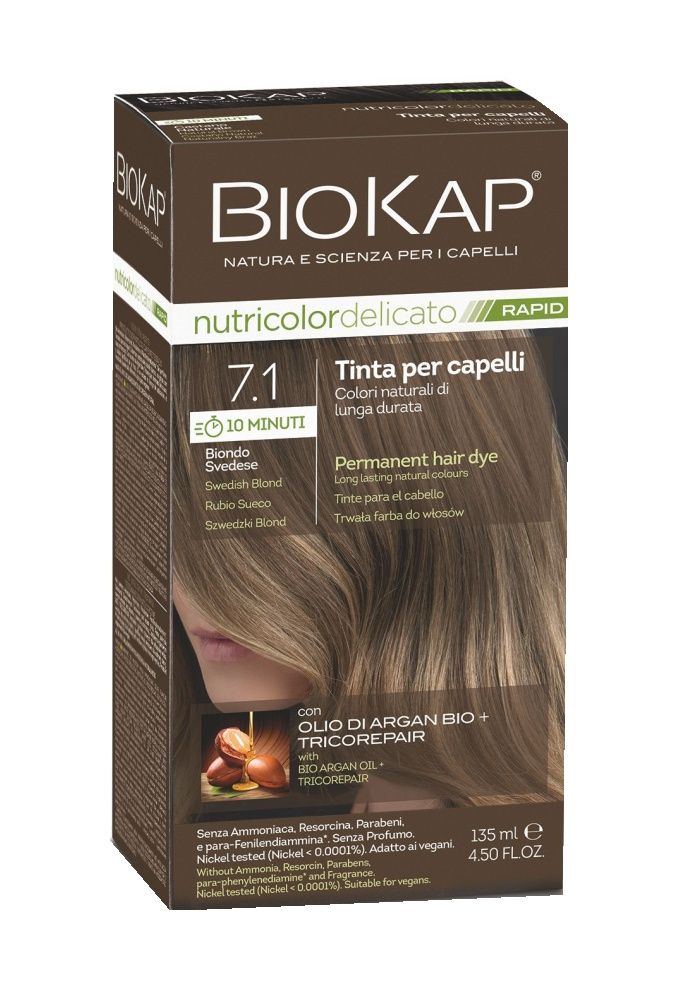 BIOKAP Nutricolor Delicato Rapid 7.1 Střední blond studená barva na vlasy 135 ml BIOKAP