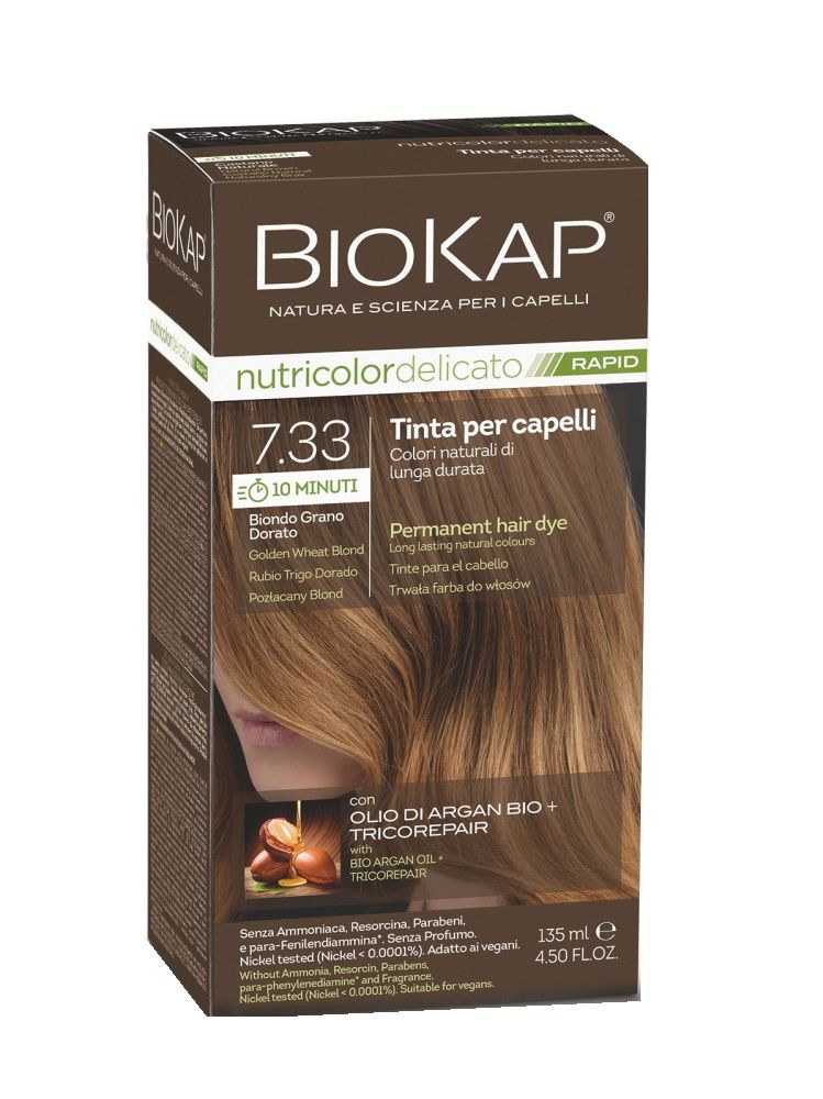 BIOKAP Nutricolor Delicato Rapid 7.33 Blond zlatá pšenice barva na vlasy 135 ml BIOKAP