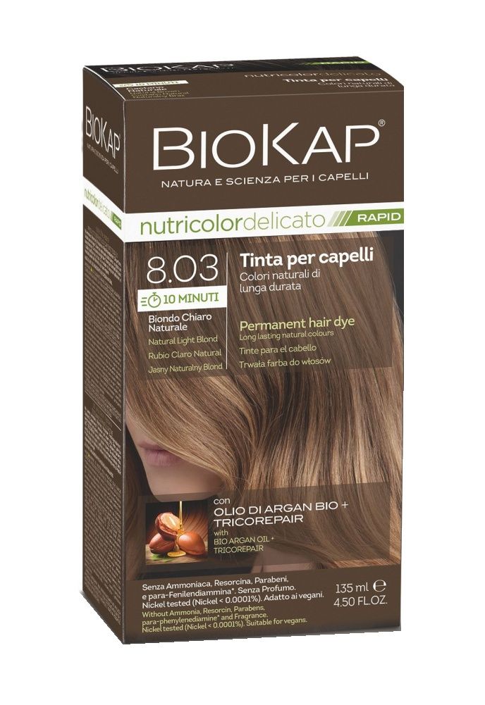 BIOKAP Nutricolor Delicato Rapid 8.03 Přírodní světlá blond barva na vlasy 135 ml BIOKAP