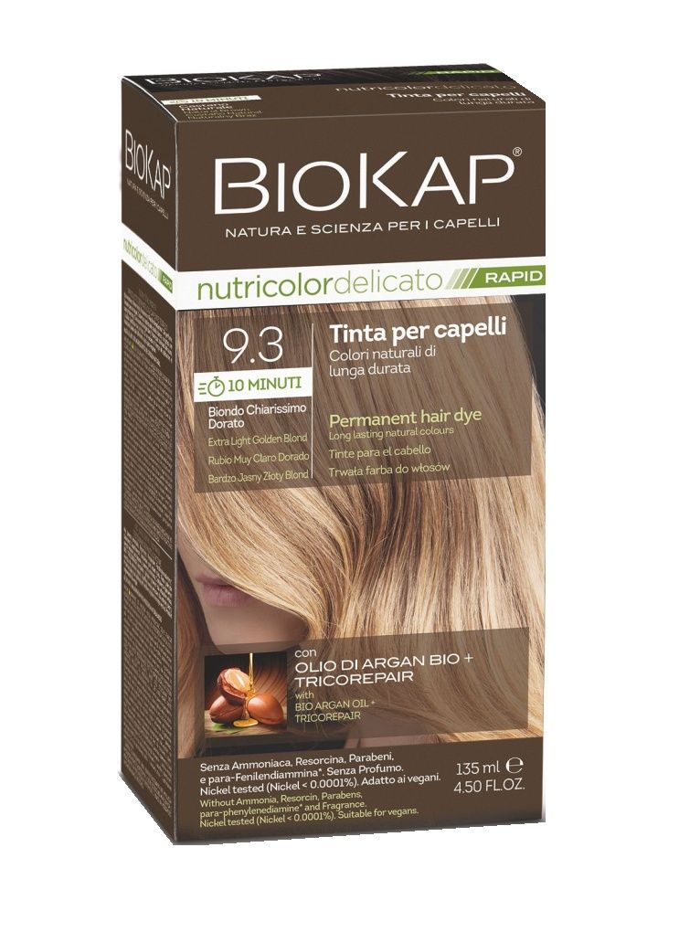 BIOKAP Nutricolor Delicato Rapid 9.3 Světlá zlatá blond barva na vlasy 135 ml BIOKAP