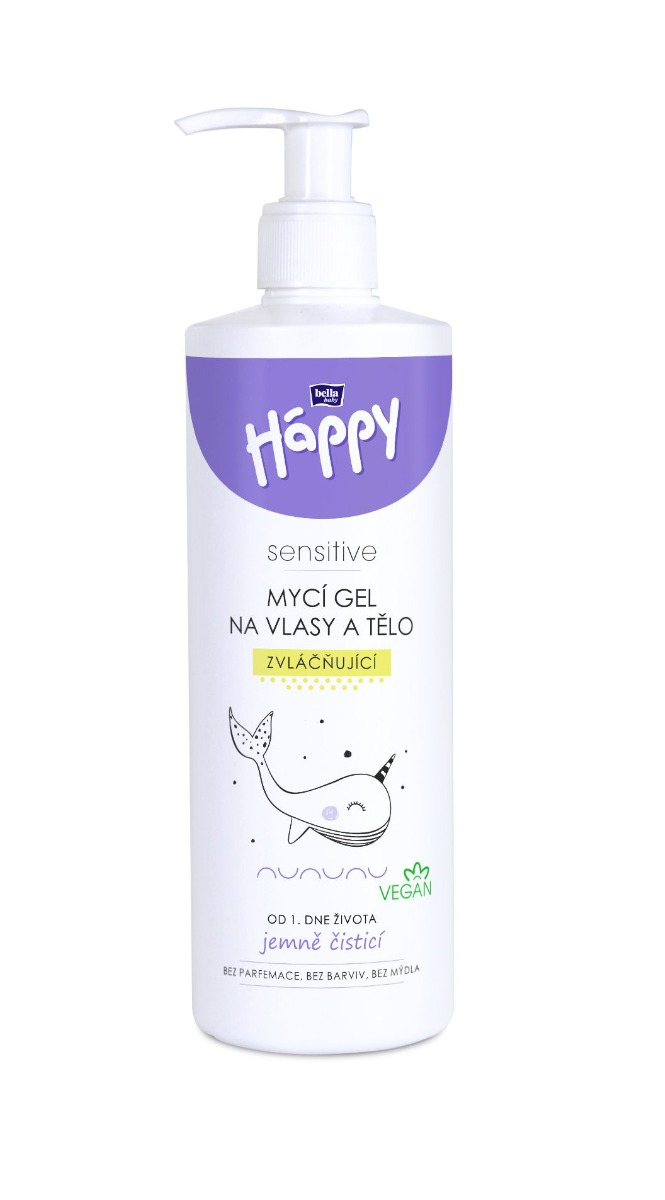 Bella Baby Happy sensitive mycí gel na vlasy a tělo 400 ml Bella