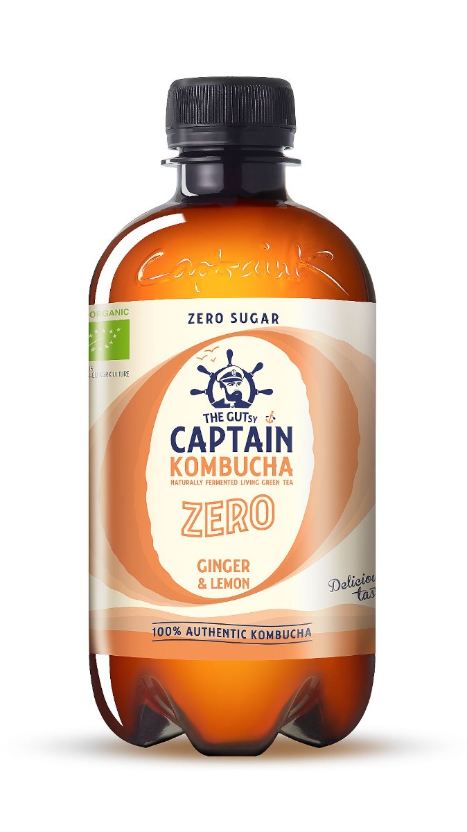 Captain Kombucha ZERO Zázvor a citron BIO 400 ml Captain Kombucha