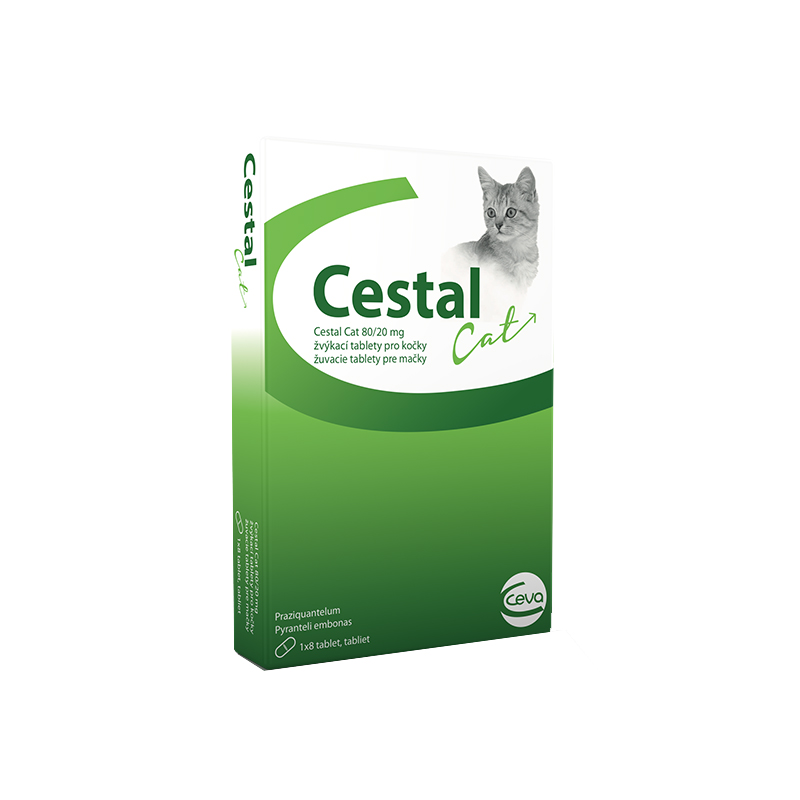 Cestal Cat 80/20 mg pro kočky 8 žvýkacích tablet Cestal