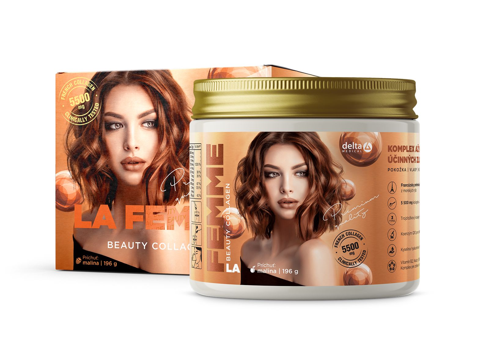 DELTA La Femme Beauty Collagen příchuť malina 196 g DELTA