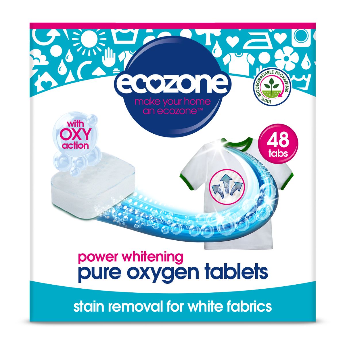 Ecozone Oxy tablety na bílé prádlo 48 ks Ecozone