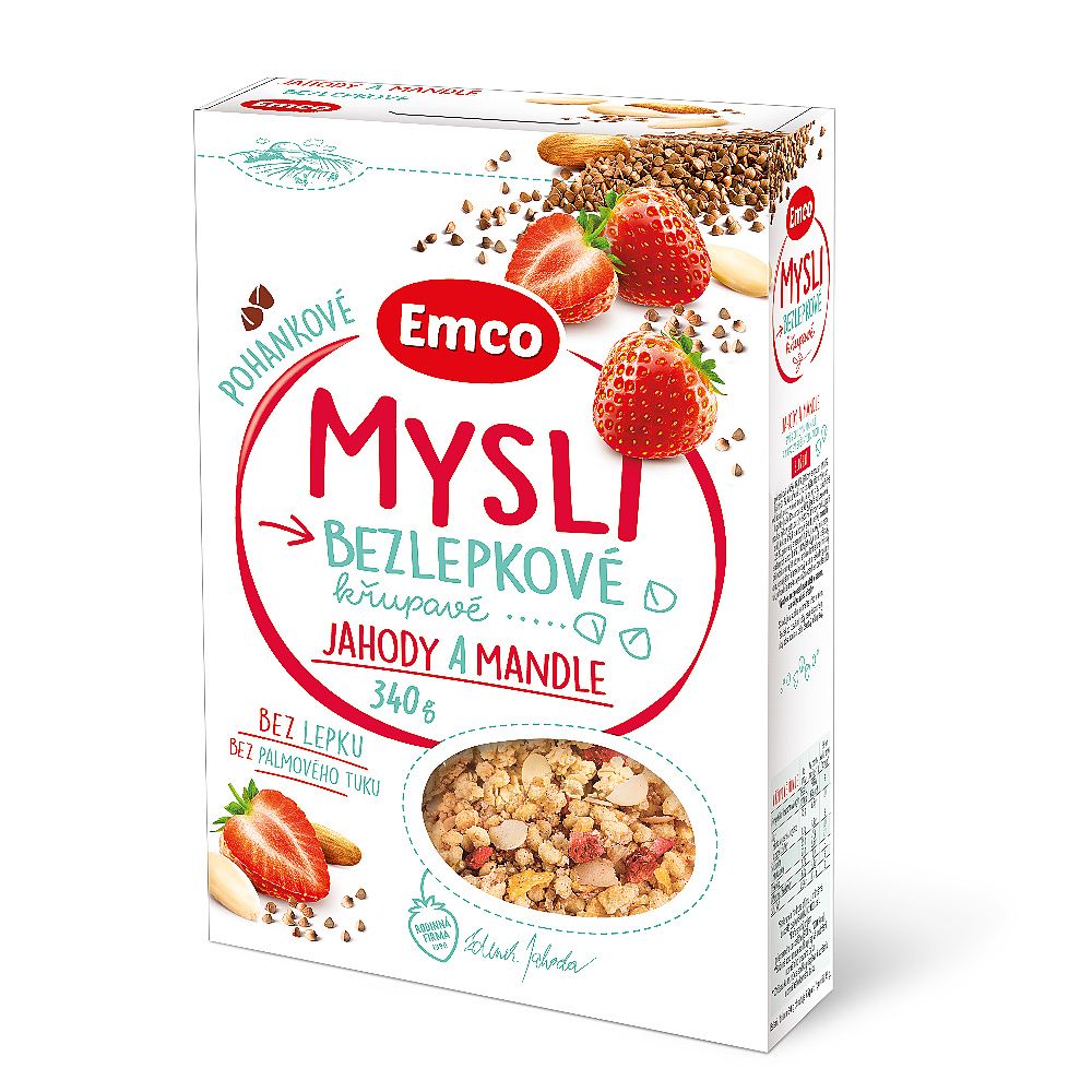 Emco Mysli Pohankové jahody a mandle 340 g Emco